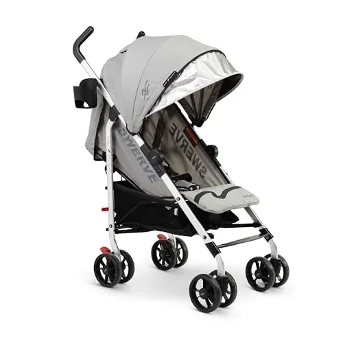 Baby Delight Lightweight Swerve Stroller w/ Multi-Position Recline, Compact Fold & Extra Storage (Grey)