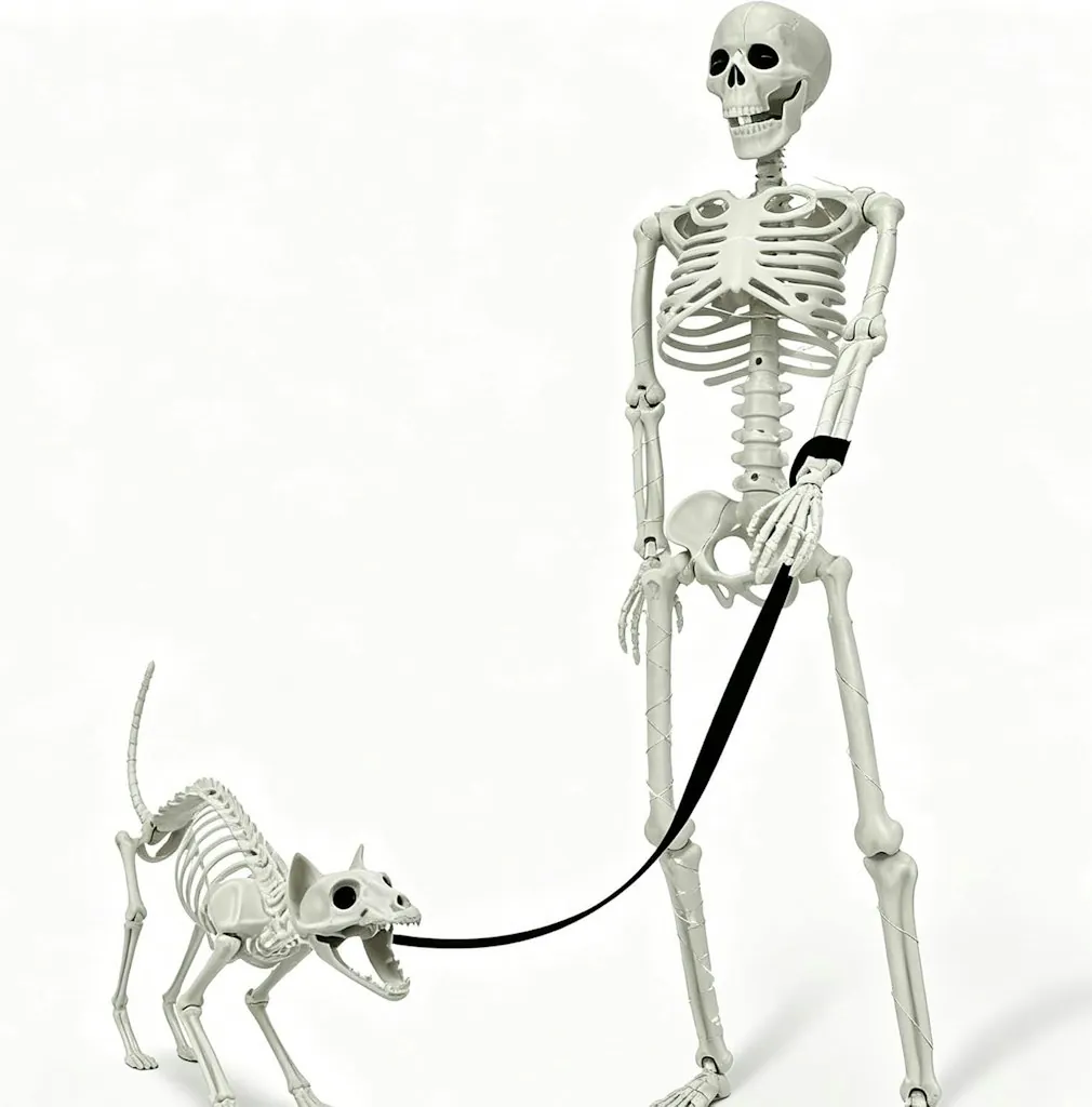 Lighted Human & Cat Skeleton