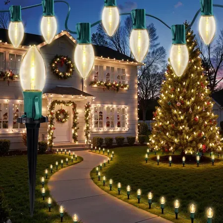 Brightown 26' 20LED C9 Hangable Christmas Stake Pathway Lights