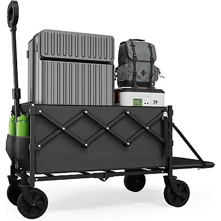 Canpsky 350-Lb Capacity Collapsible Utility Wagon Cart w/ Tailgate (Black)