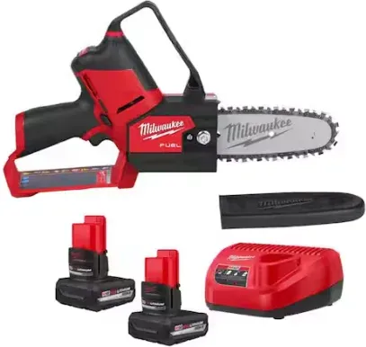 Milwaukee M12 FUEL 6 in. 12V Brushless Cordless Battery Pruning Hatchet Mini Chainsaw w/ (2) 5.0Ah High Output Batteries