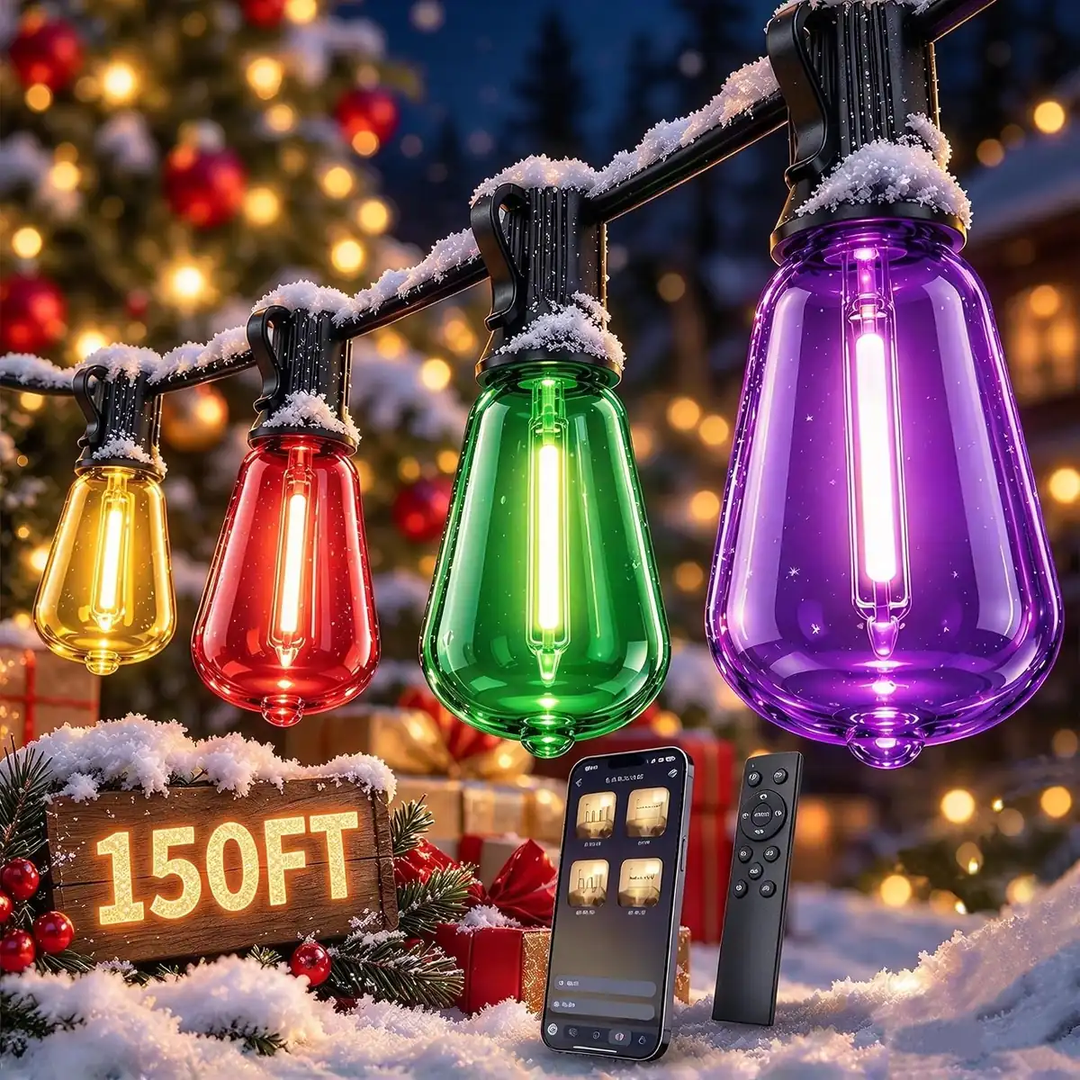 Ecoeve RGB 150ft Outdoor String Lights