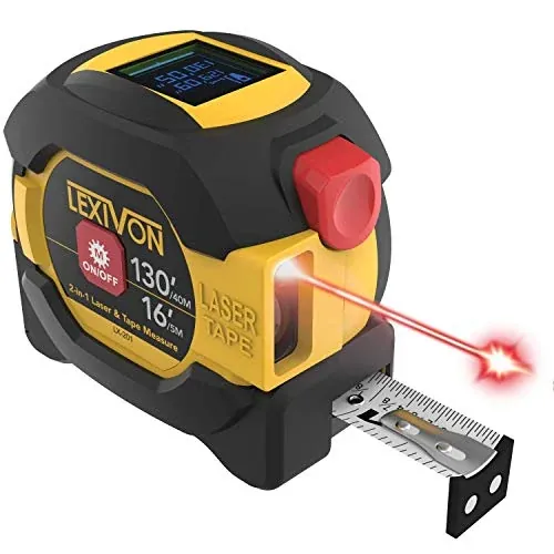 LEXIVON 2-in-1 Digital Laser Tape Measure with 130ft Laser Distance Meter and 16ft AutoLock Tape (LX-201)