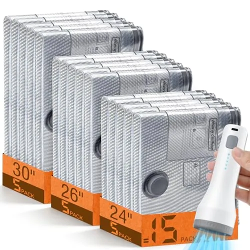 15-Pack Vacuum Storage Bags with Cordless Pump