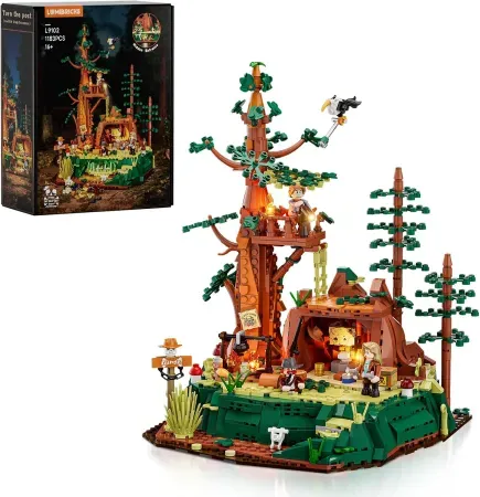 1183-Piece Lumibricks Western Sequoia Bandit Outpost Lighted Building-Bricks Set