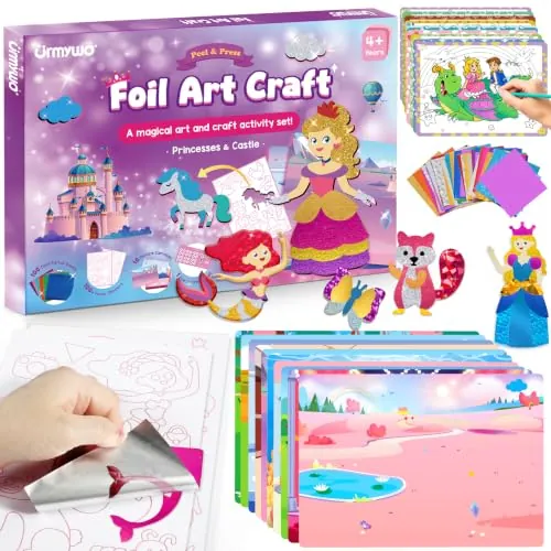 URMYWO Kids' Foil Art Craft Kit w/ 10 Princess Scenes