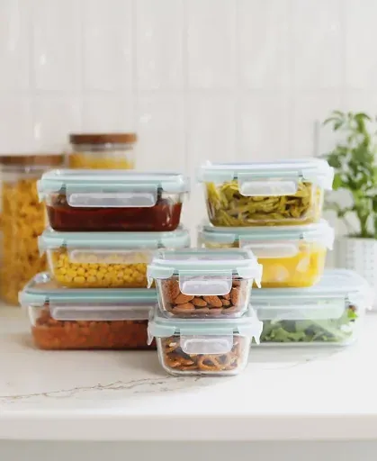 Sedona Kitchen 16-Piece Fluted Glass Food Storage Container Set
