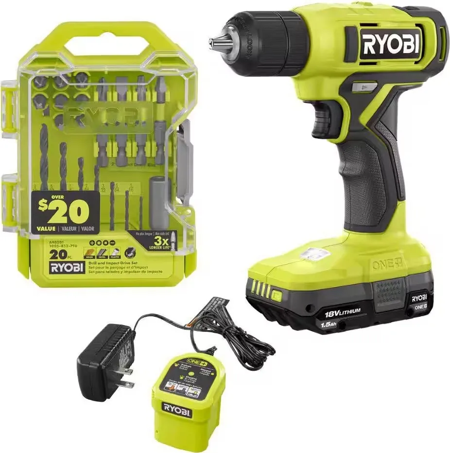 Ryobi ONE+ 18V Cordless 3/8" Drill w/ 20-Piece Driver Kit