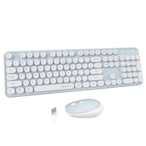 UBOTIE Colorful Wireless Keyboard and Mouse Combo Green-White