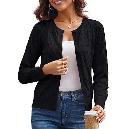 GRACE KARIN Women's Cable Knit Button-Down Cardigan (Various Colors)