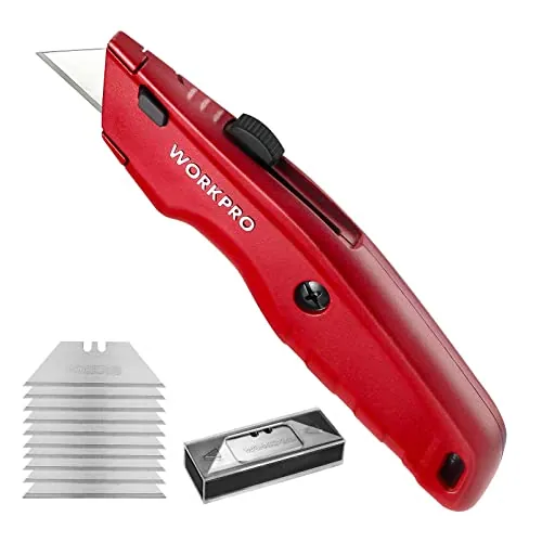 WORKPRO Premium Retractable All Metal Heavy Duty Box Cutter with 10 Extra Blades