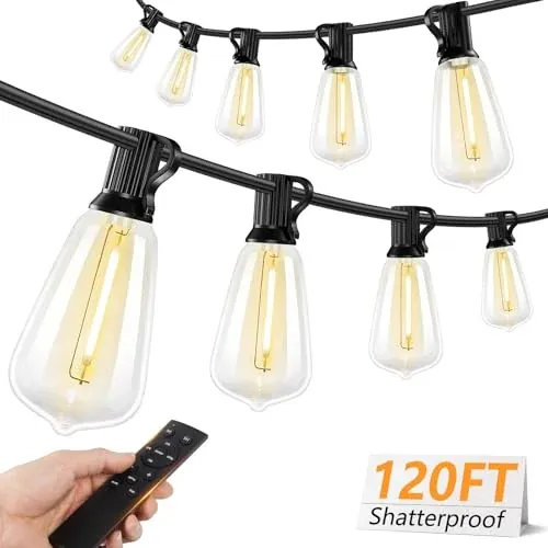 Brightever 120' LED Outdoor String Lights with Remote