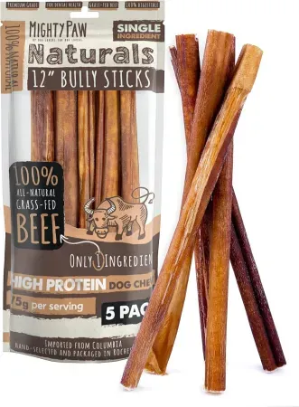 5-Pack 12" Mighty Paw Bully Sticks
