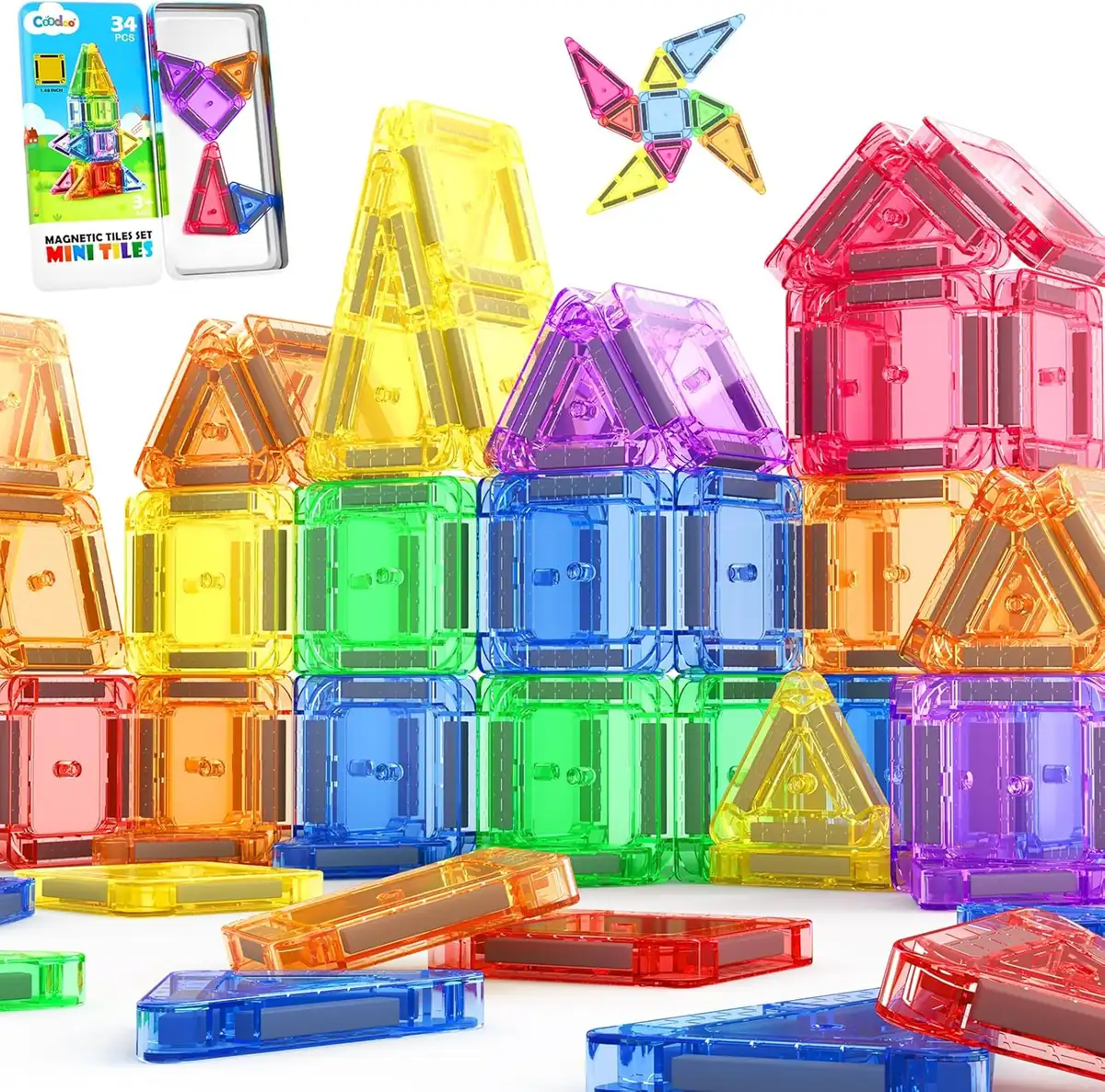 Coodoo 34-Piece Magnetic Tiles Set