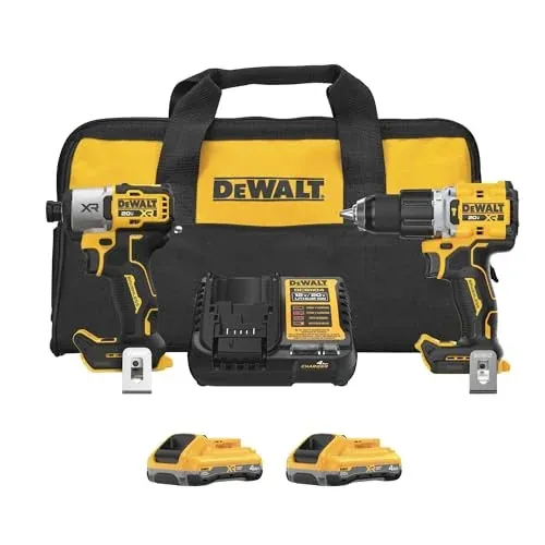 DEWALT 20V MAX XR Hammer Drill & Impact Driver 2-Tool Combo Kit w/ 2x 4Ah Batteries