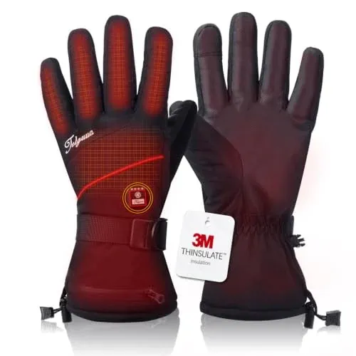 Telguua Men's or Women's Rechargeable Battery Heated Gloves with 3M Thinsulate & Touchscreen