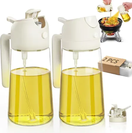 2-Pack DWTSDANWEITESI Glass 2-in-1 Oil Sprayer and Dispenser Set (16oz each)