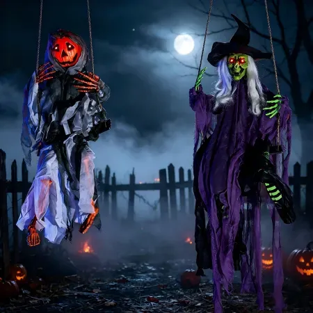 Joyfy 2 Pack Halloween Decorations Outdoor Hanging Ghosts