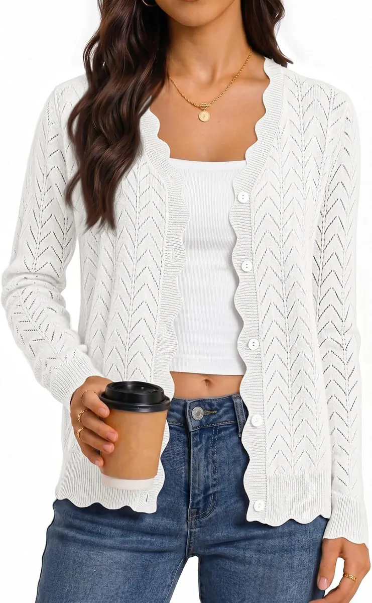 MEROKEETY Textured Cardigan Sweater