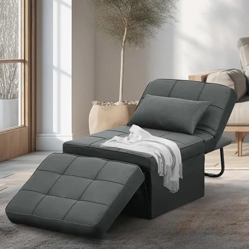 Ainfox 4-in-1 Convertible Sleeper Sofa Chair Dark Gray