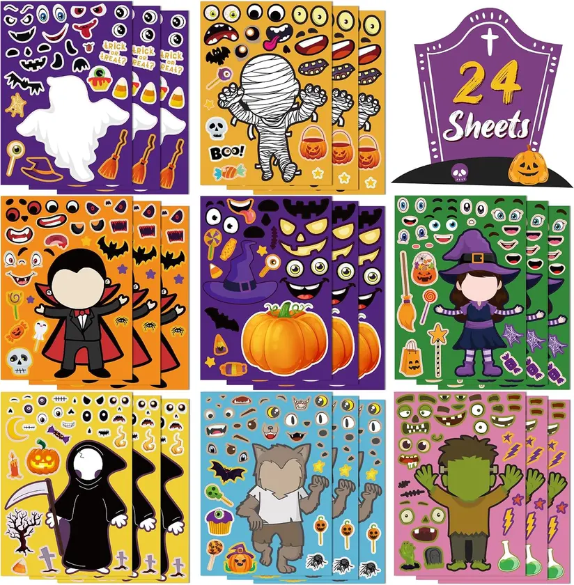 OHOME Halloween DIY Crafts Stickers 24-Sheets