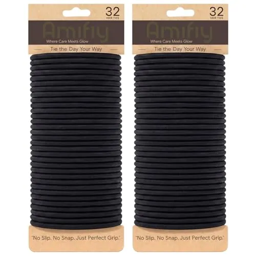 Amifiy No Damage Hair Ties 64-Count (Black)