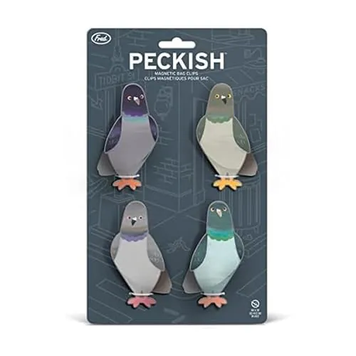 Genuine Fred PECKISH Pigeon Magnetic Bag Clips 4-Pack