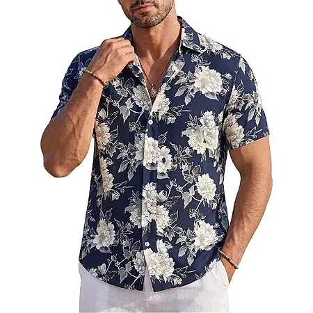 GIANZEN Men's Hawaiian Floral Button-Down Shirt (Various Colors/Prints)