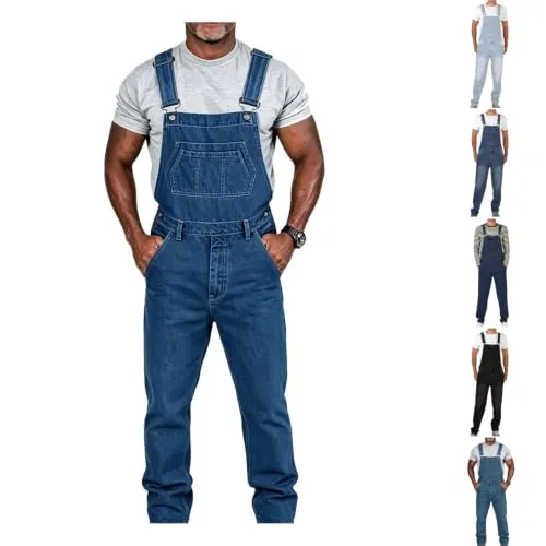 Men Denim Bib Adjustable Overalls