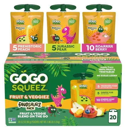 20-Count GoGo squeeZ No Sugar Added Jurassic Fruit & veggieZ Applesauce