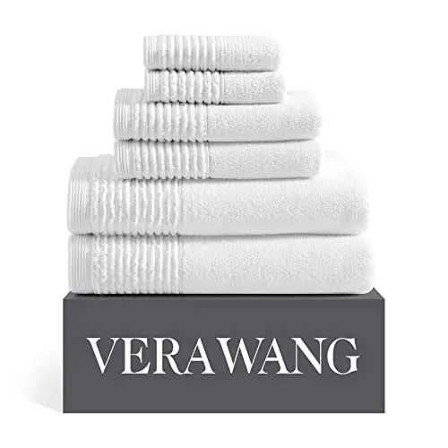 Vera Wang Sculpted Pleat Zero Twist Cotton Bath Towel 6-Pack