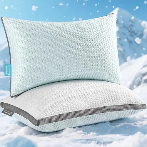 Baskbed Cooling Memory Foam King Size Pillows 2-Pack