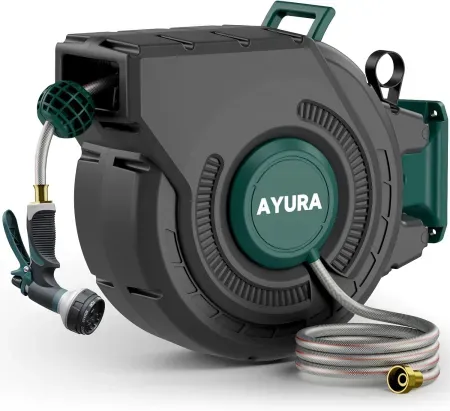AYURA 100' x 1/2" Retractable Garden Hose Reel