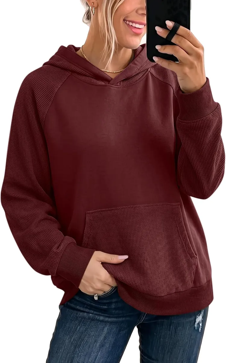 ANRABESS Waffle Knit Hoodie