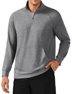 PINSPARK Men's Quarter Zip Pullover Lightweight Long Sleeve Sweatshirt