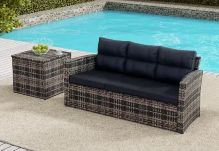 WestinTrends 2-Piece Outdoor Three Seater Sofa with Side Table