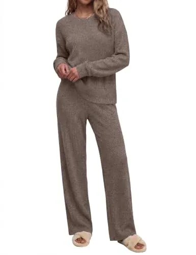 Ekouaer Super Soft Ribbed Lounge Sets