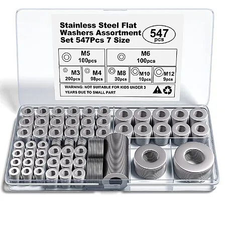 547-Pc Kviceo Stainless Steel Metric Flat Washer Assortment Set w/ Storage Case