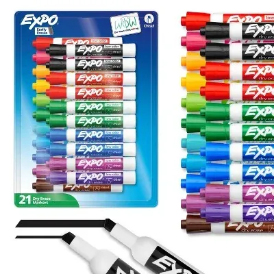 Expo Dry Erase Markers Chisel Tip Assorted Colors 21-Count