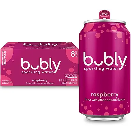 8-Pk 12-Oz Bubly Sparkling Water (Raspberry)