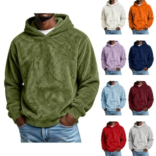 Men Fuzzy Texture Fall Pullover Hoodies/Sweatshirt