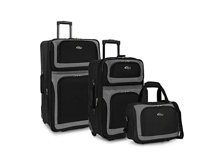 3-Piece U.S. Traveler New Yorker Expandable Rolling Luggage Set (Black)