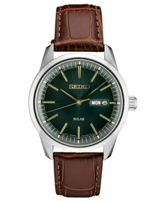 Seiko Men's Solar Essentials Leather Strap Watch