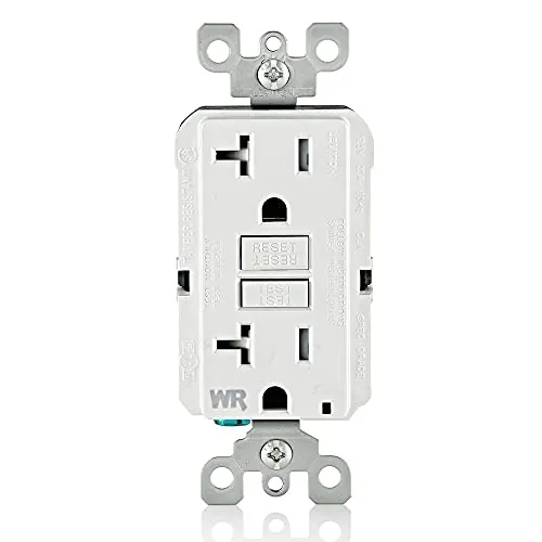 Leviton Slim 20A GFCI Weather & Tamper-Resistant Outlet (GFWT2-W, White)