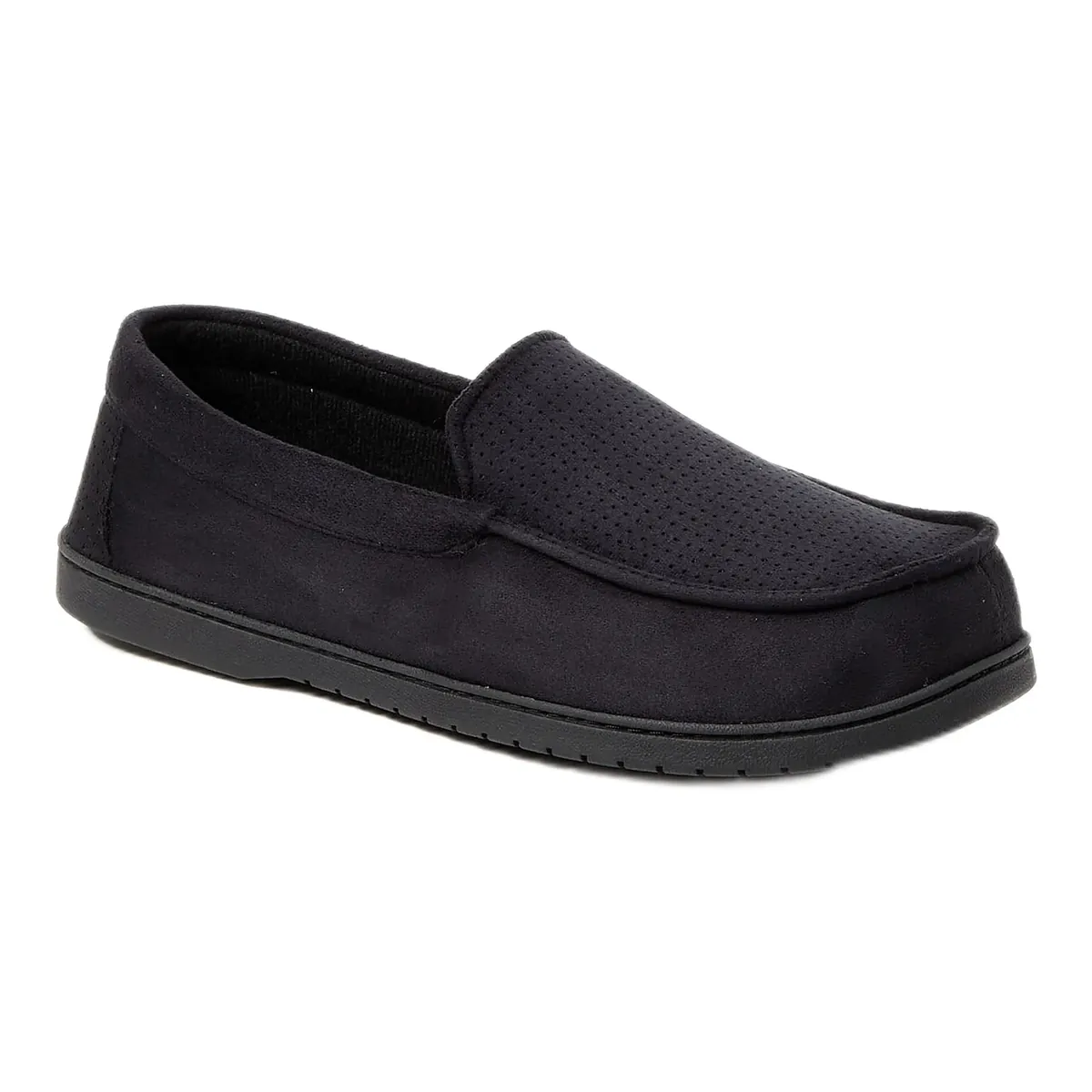 Dearfoam Men's Jason Perf Microsuede Moc With Plaid Sock Slippers