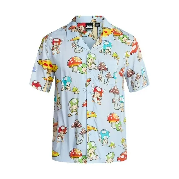 Nintendo Men's Mushroom Kingdom Graphic Button-Up Shirt