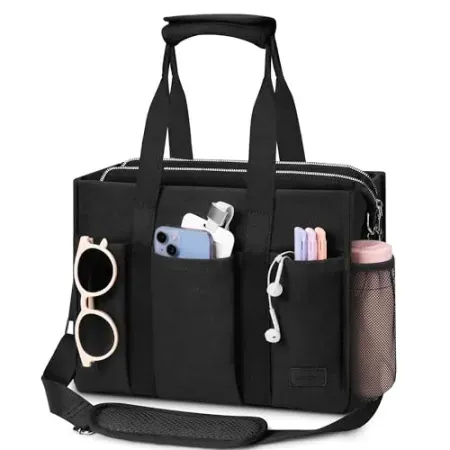 VAYOQON Large Canvas Tote Bag with Padded 14" Laptop Compartment
