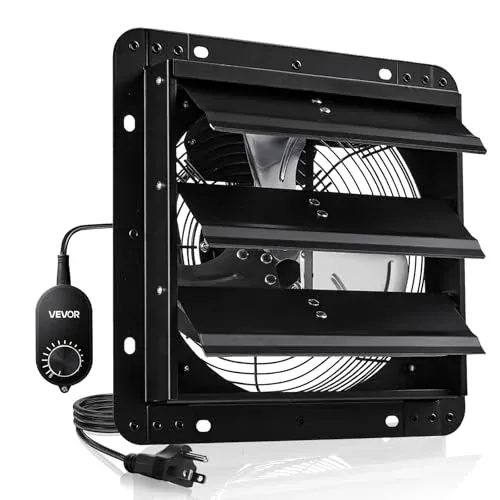 VEVOR 10" 900 CFM Wall-Mount Exhaust Fan w/ Variable Speed Controller & Auto Shutter