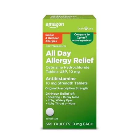 365-Count Amazon Basic Care All Day Allergy Cetirizine Hydrochloride Tablets