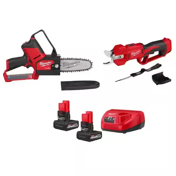 Milwaukee M12 FUEL 6" Cordless Pruning Hatchet Mini Chainsaw w/ Two 5.0Ah Batteries & Charger